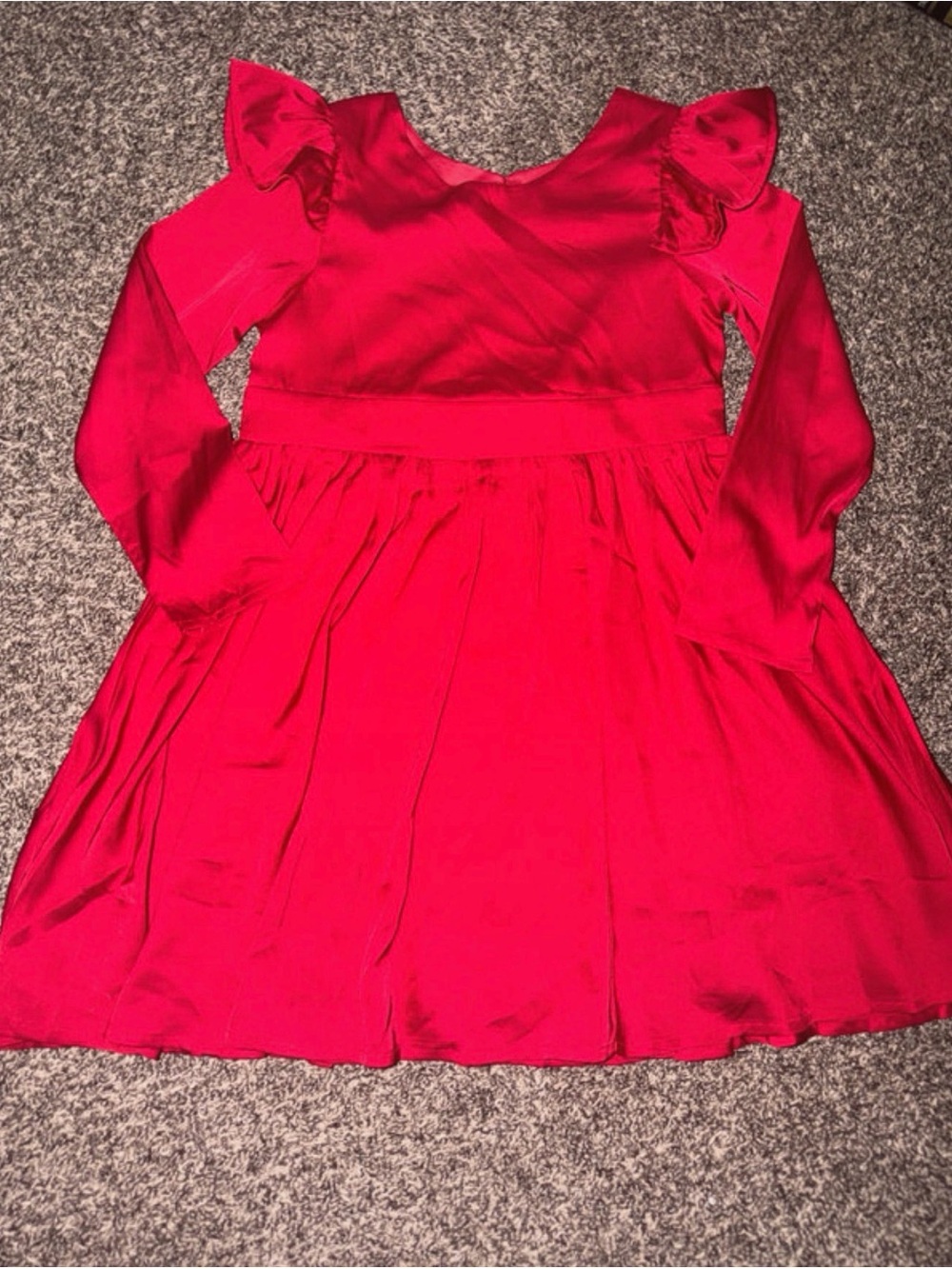 Isobella & Chloe Bright Red Ruffle-Shoulder Long Sleeve Dress